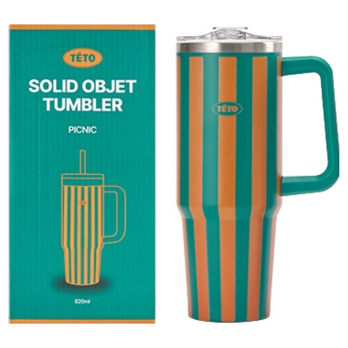 테토 솔리드 오브제 텀블러, 스트라이프 피크닉, 820ml, 1개