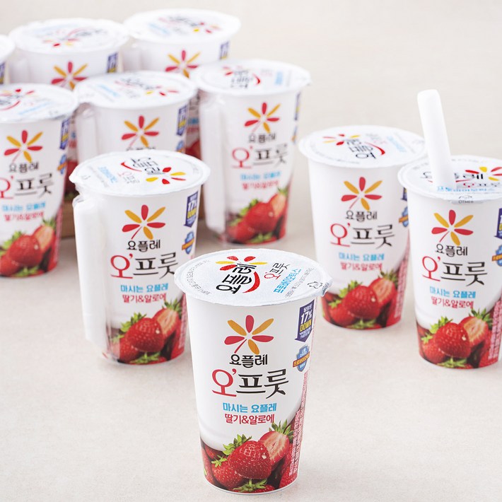 요플레 오프룻 딸기알로에, 180ml, 1개입, 10개