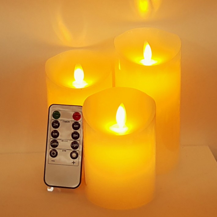 LED 촛불 흔들리는 건전지 전자초 10cm + 12.5cm + 15cm + 리모컨 1p 세트, 혼합색상