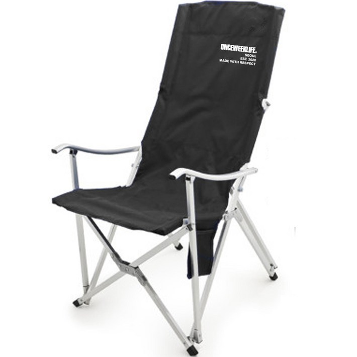 원스위크라이프 롱 릴렉스 캠핑의자 특대 실버프레임, 블랙, 1개