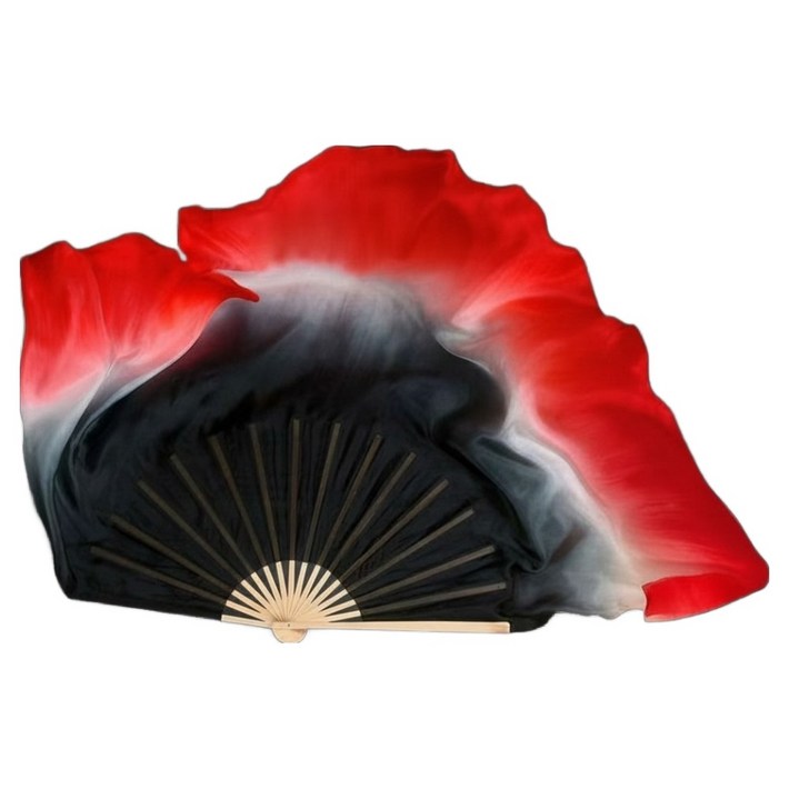 마켓피아 그라데이션 실크 전통 무용부채 05 36 x 30 cm, 블랙  레드, 1개