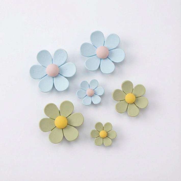 바비랩스 귀여운 데이지꽃 냉장고 인테리어 자석 2종 x 3p 세트