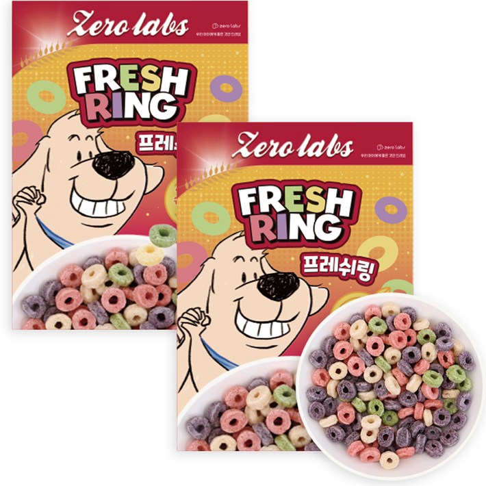 제로랩스 프레쉬링 강아지 시리얼, 블루베리  브로콜리  단호박  연어 혼합맛, 100g, 2개