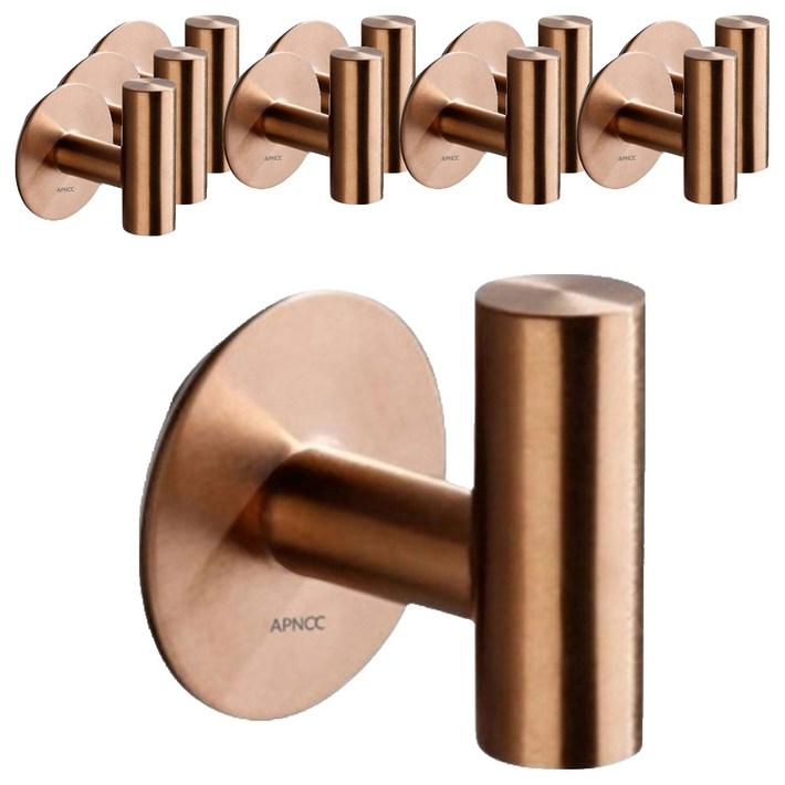 앞날창창 무타공 고급형 벽걸이 다용도 후크 걸이, 로즈골드, 10개