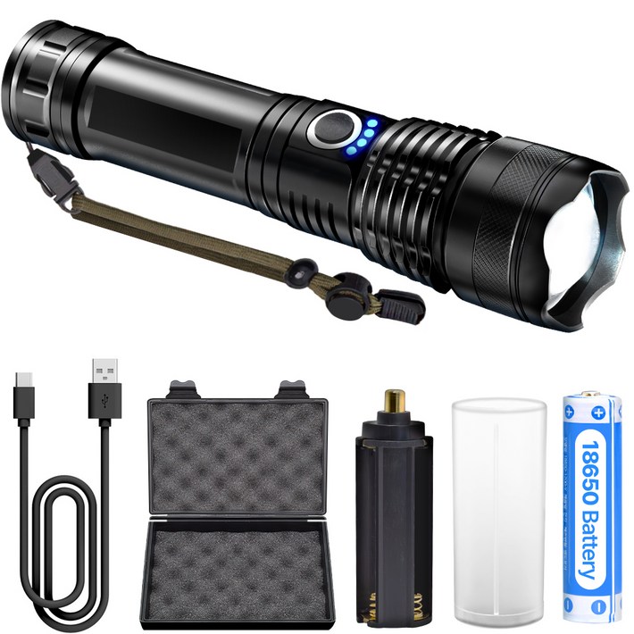 탐사 LED 후레시 충전식 써치라이트  18650 배터리 올인원