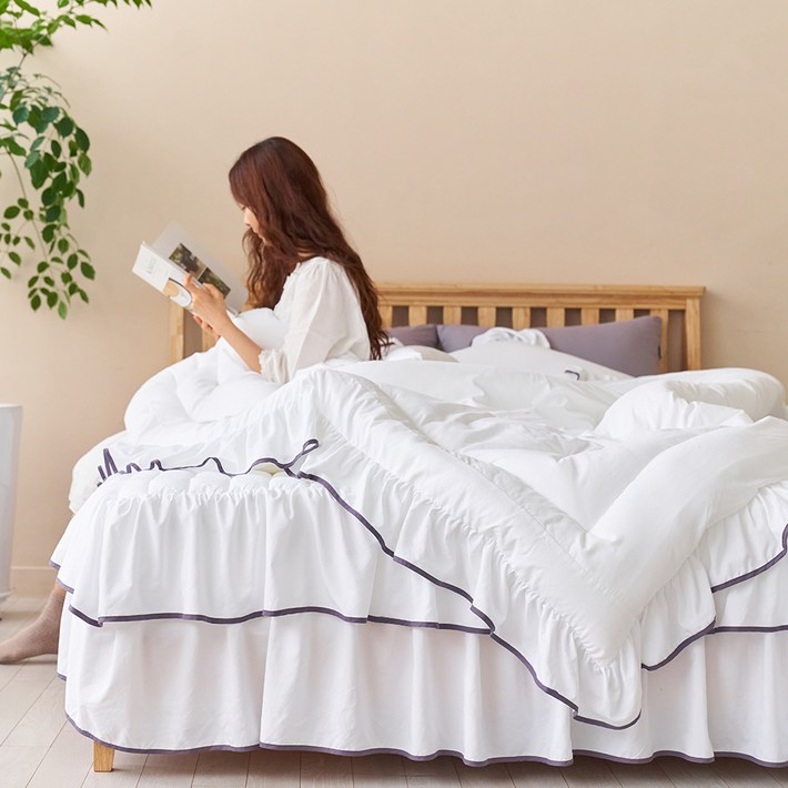 류금숙 라인 프릴 차렵침구 숏롱 풀세트