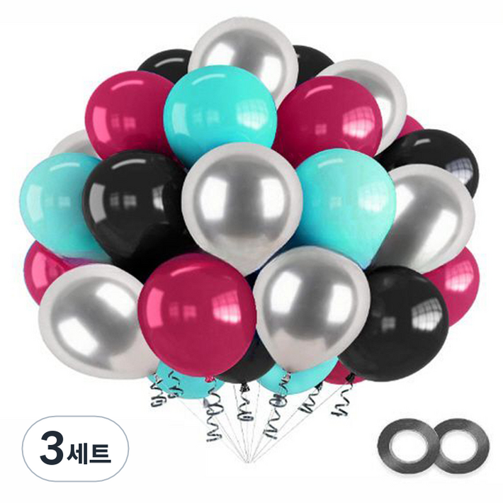 만들하비 컨페티 풍선 세트, 메탈 로즈레드, 3세트