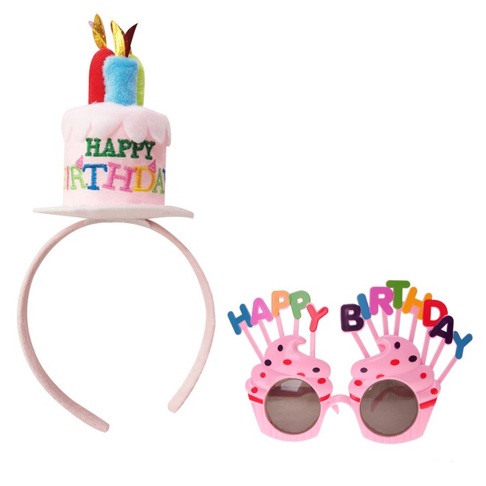파티공구 케익모자머리띠  생일머핀 안경 세트