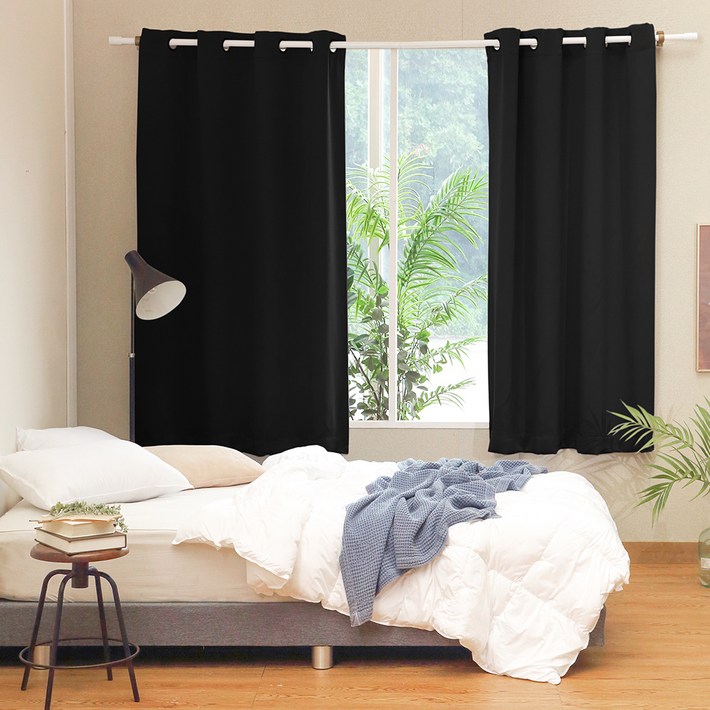 더자리 아일렛형 암막커튼 2p  커튼봉  커튼끈 2p  후사고리 2p 세트