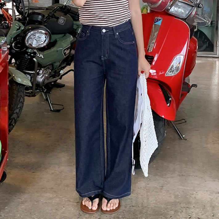 니썸 여성용 롱/미들 페어논 페이드 생지 데님 팬츠