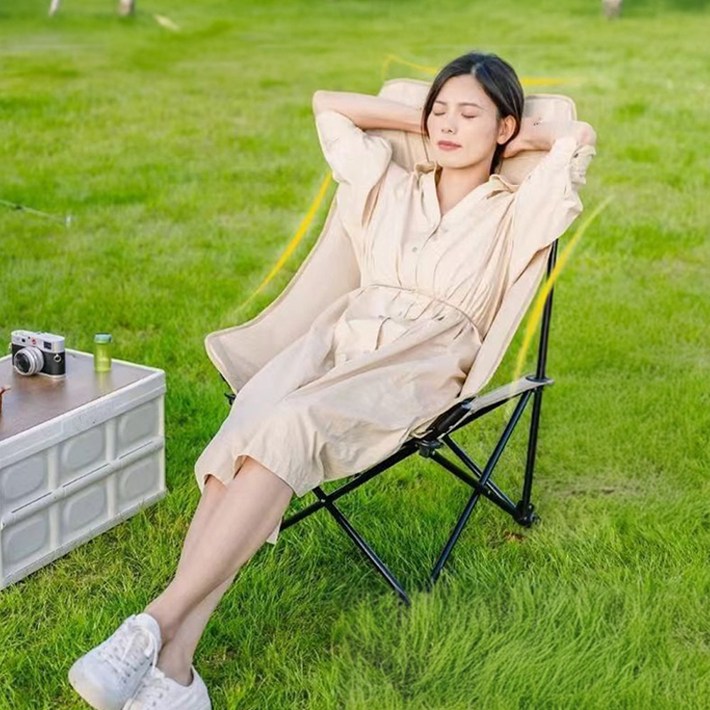 여행진심 와이드 캠핑 의자 경량 체어, 1개, 블랙