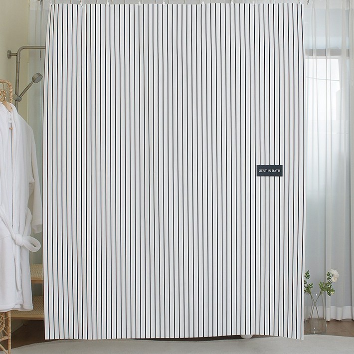 셋업라인 욕실 방수 패브릭 샤워커튼 메탈커튼링 포함, 1개, 셋업라인 커튼