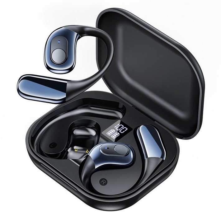 Mankiw맨큐 귀걸이형 노이즈캔슬링 무선 블루투스 오픈형 골전도 디자인 HiFi고음질 최신 블루투스 5.4 내장 고화질 마이크 S6, 블랙