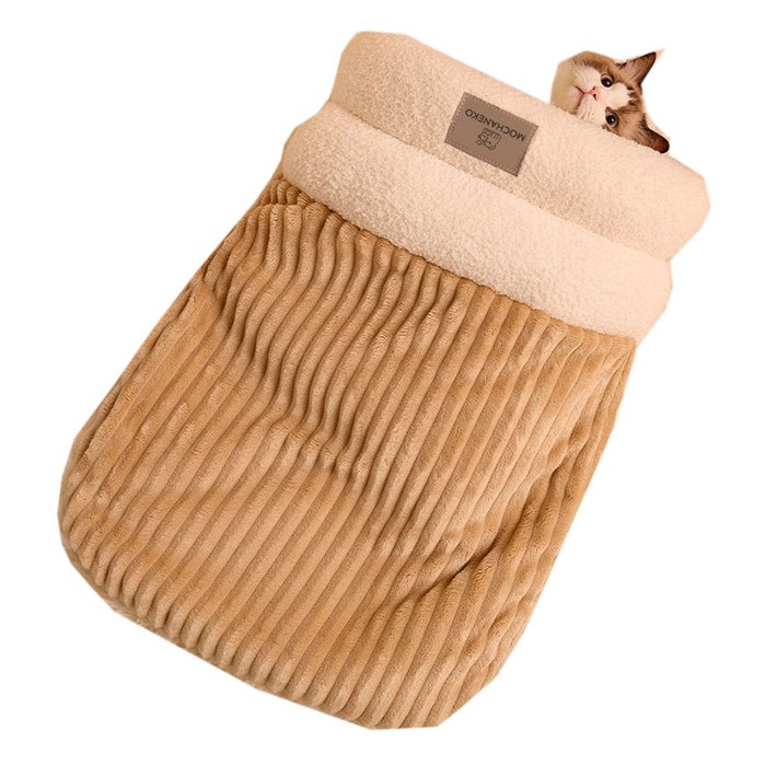 모카네코 고양이 침낭형 극세사 숨숨집, 1개, 베이지