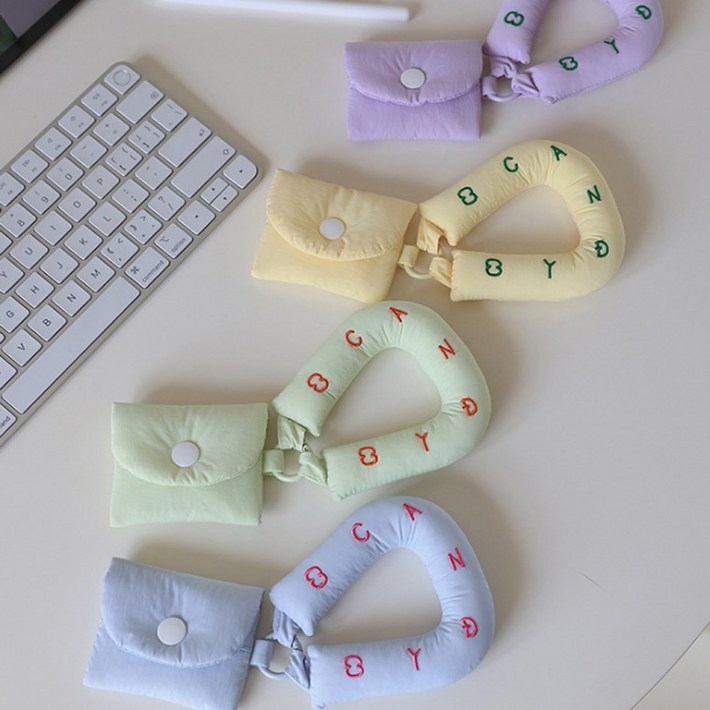 에어팟 케이스 신상 파스텔 패딩파우치 에어팟파우치 키링파우치 이어폰 버즈파우치, 상세페이지 참조, A 노랑