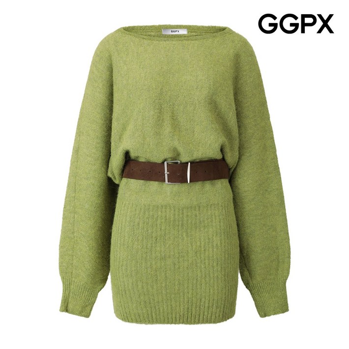 GGPX 지지피엑스 스퀘이드 벨트 세트 퍼프 미니 니트 원피스 GPBOP005F