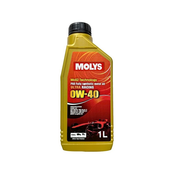 몰리스 MOLYS ULTRA RACING 0W40 가솔린 디젤DPF 합성엔진오일, 0w40, 1개, 1L
