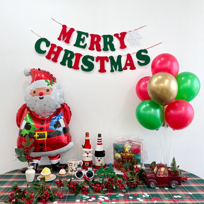 크리스마스 풍선 세트 셀프 홈파티 꾸미기 파티팩 가랜드 연말 새해