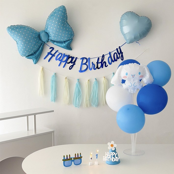 하피블리 시나모롤 풍선 숫자초 산리오 생일 파티 용품 세트, 숫자초10