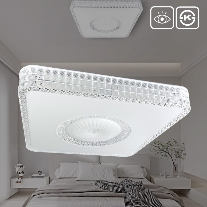 YKLED 크리스탈 방등 50W 500×500 플리커프리 안방등 엘이디전등 방등교체 국내안전인증