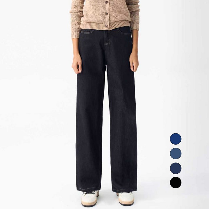 엘블로썸 여성 숏,기본,롱 스판 와이드 핏좋은 히든밴드 청바지