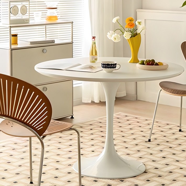 로얄다이아 카페 라운드 테이블 원형 탁자 식탁 타원형 홈카페 티테이블, 1000 화이트  라운드 테이블