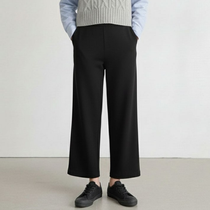 스판 좋은 기모 밴딩 일자 와이드 팬츠 키작녀 바지 빅사이즈까지 슬랙스 바지 국내생산 구김적은 스판 밴딩