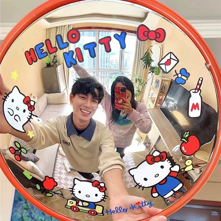 mz항공샷 원형 PC거울  DIY 12색 펜 세트 45cm거울 꾸미기 방꾸미기 카페 거울 핸드페인팅 그래피티 광각 미러 요철 거울 액세서리 유행하는 거울 렌즈 거울 mz항공샷