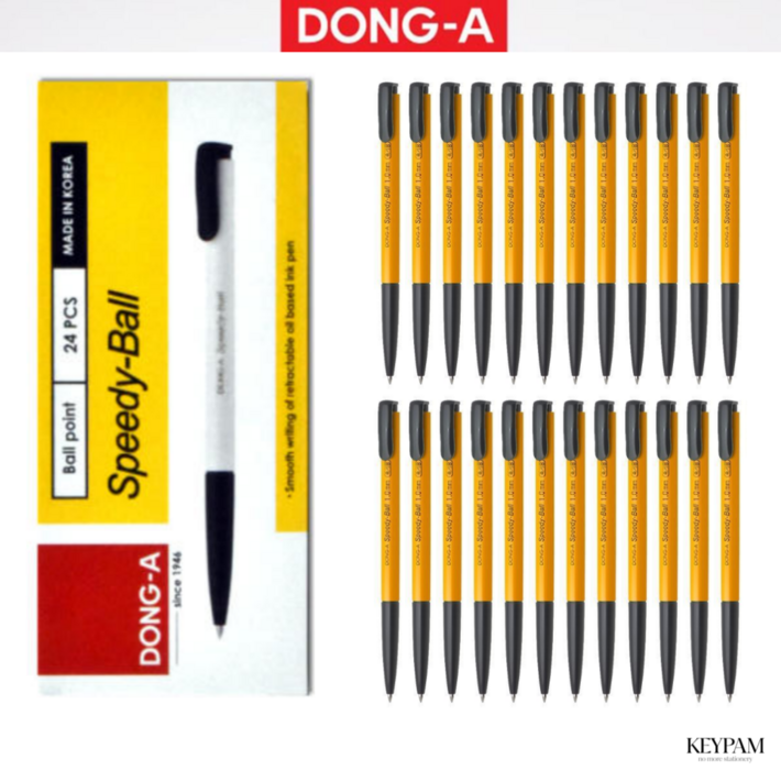 동아 사무용 오피스 볼펜 스피디볼 1.0mm 24개입, 검정