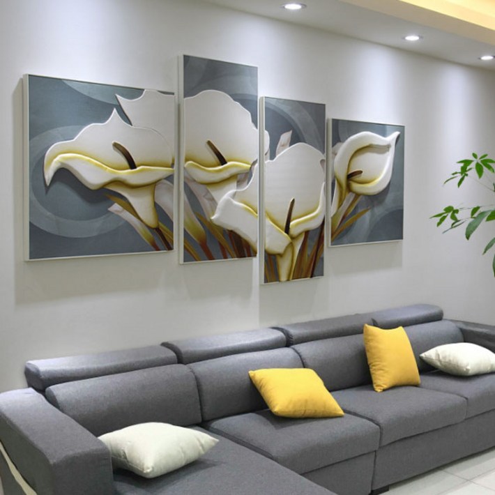 핸드메이드 입체 가죽 부조 거실 인테리어 카라 고급 액자, 1세트, 카라 프리미엄