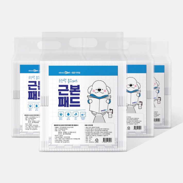 근본 강아지 배변패드 400매 20g, M 40X50cm, 4팩, 100매 근본 강아지 배변패드 400매 20g, M 40X50cm, 4팩, 100매