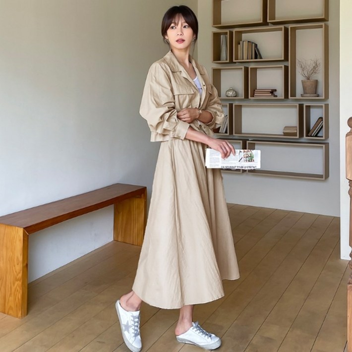 SET페이즌 바스락 플레어 스커트세트