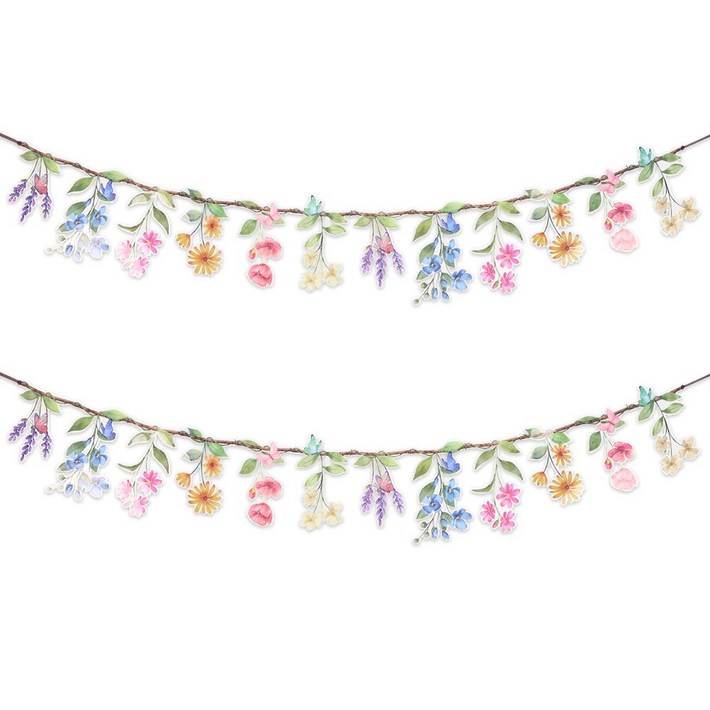 파티짱 투명 꽃잎 연결 가랜드 PVC 생일 파티 가든 소품 홈파티 브라이덜 샤워 봄 리스