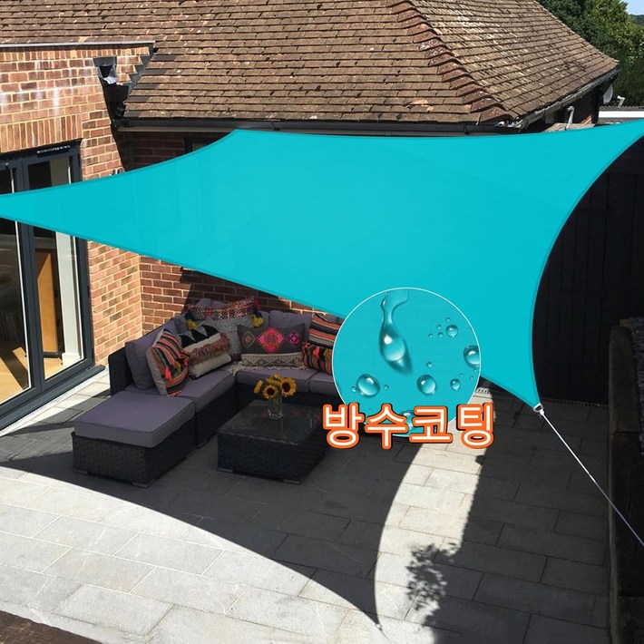 방수 썬쉐이드 95% UV 사각형 그늘막 차양 돛 타프 캐노피 대형 내구성 썬쉐이드 타프 베란다 테라스 옥상 단독주택 정원 야외 쉬운 설치