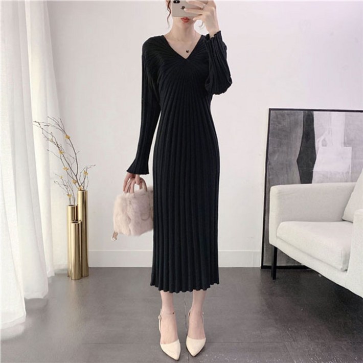 에스라이프 여리핏 골지 봄가을 니트원피스 5COLOR