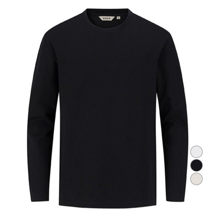 지오지아 남성용 와플 조직 라운드 긴팔 티셔츠 AEF1TR1101