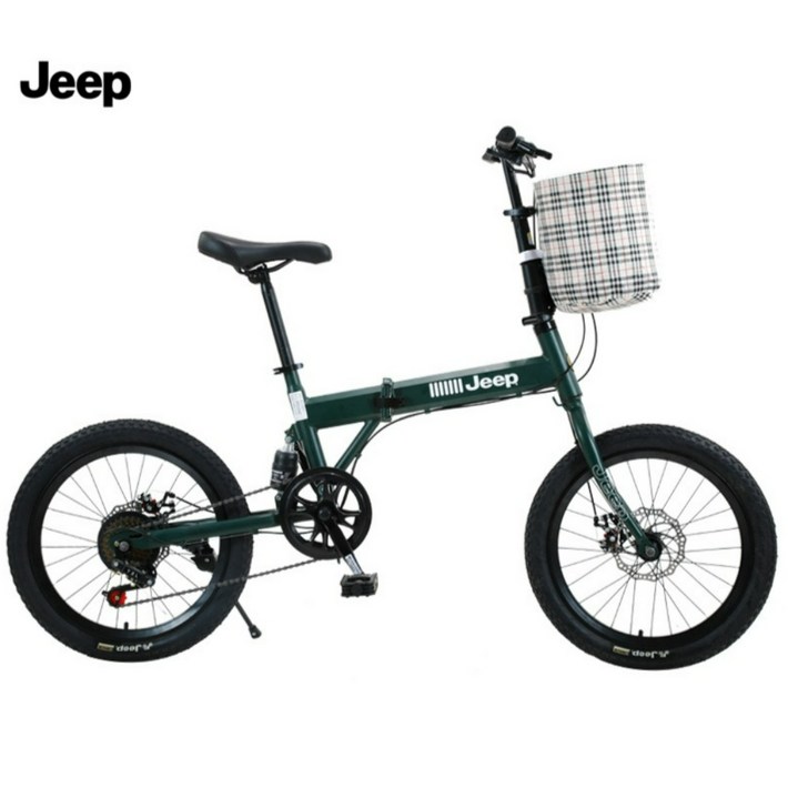 Jeep 접이식 자전거, 20인치 폴딩바이크, 자동차 트렁크에 실을 수 있으며, 남녀 공용, 성인 통근,, 변속 자전거