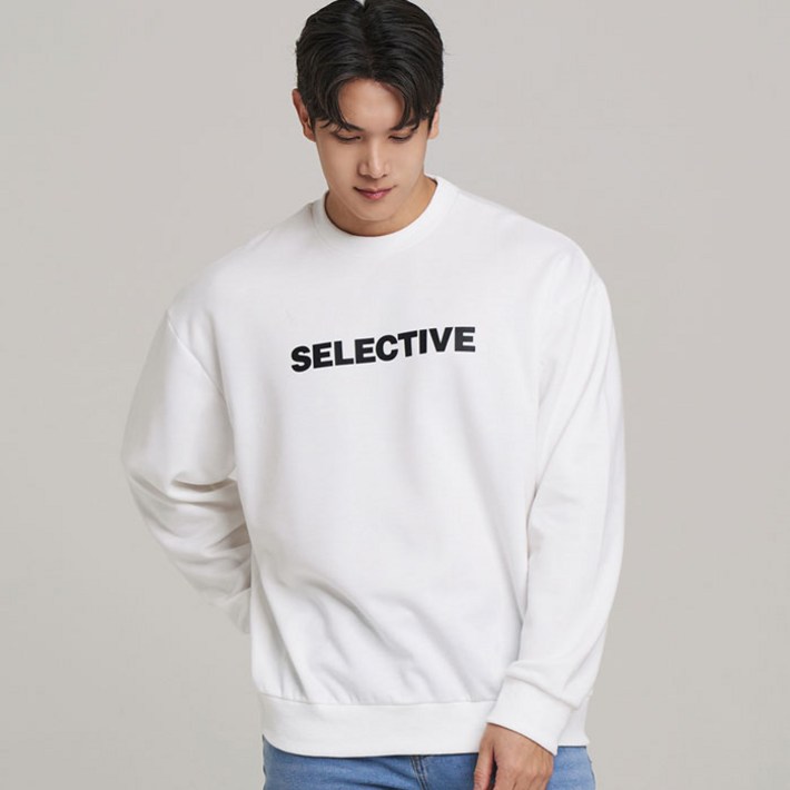 업클라스 세미 오버핏 레터링 SELECTIVE 특양면 맨투맨 a4108