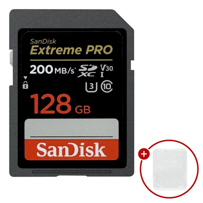 샌디스크 익스트림 프로 SD메모리카드 Extreme PRO UHSI 128GB  SD카드 케이스