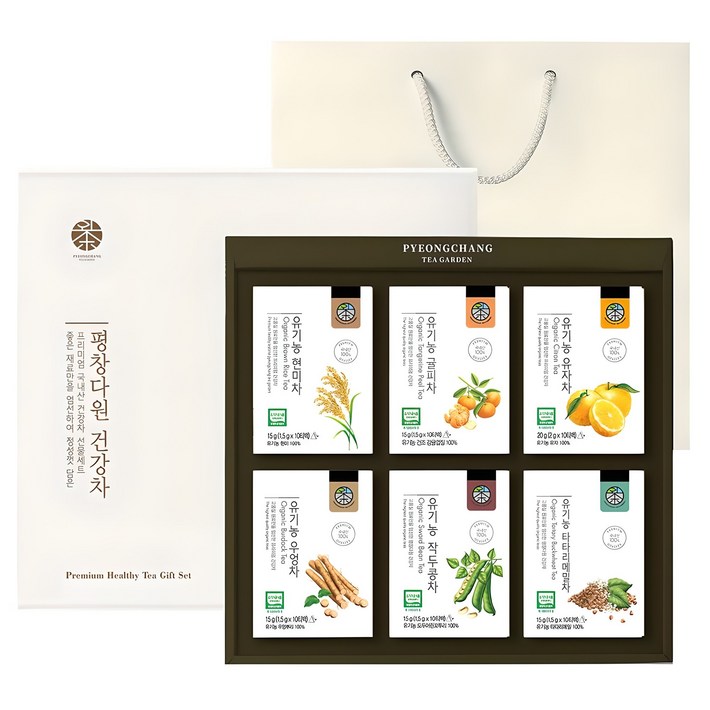 평창다원 유기농 건강차 선물세트 2호, 건강차 6종  쇼핑백, 1개