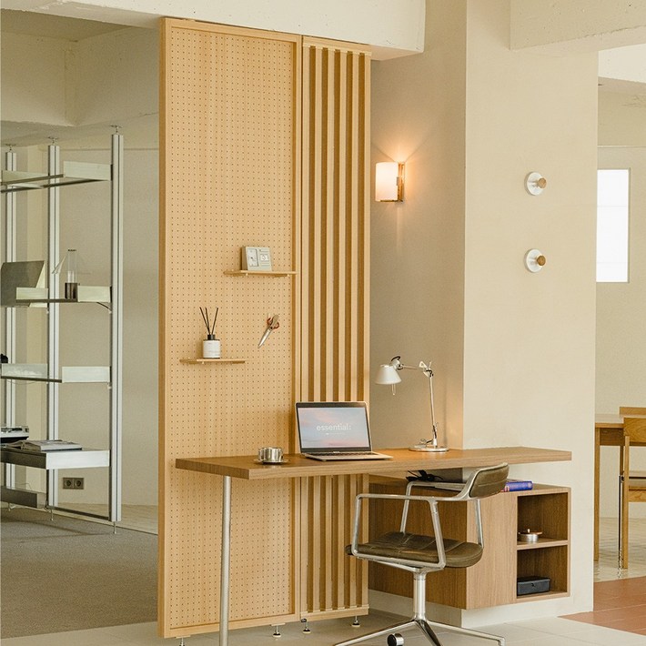 우드레이 셀프 가벽 인테리어 스트라이프 파티션 원목 파티션 주방 사무실 침실 거실 원룸 현관 공간분리 나무 우드 가림막 칸막이 가벽 만들기, 브라운