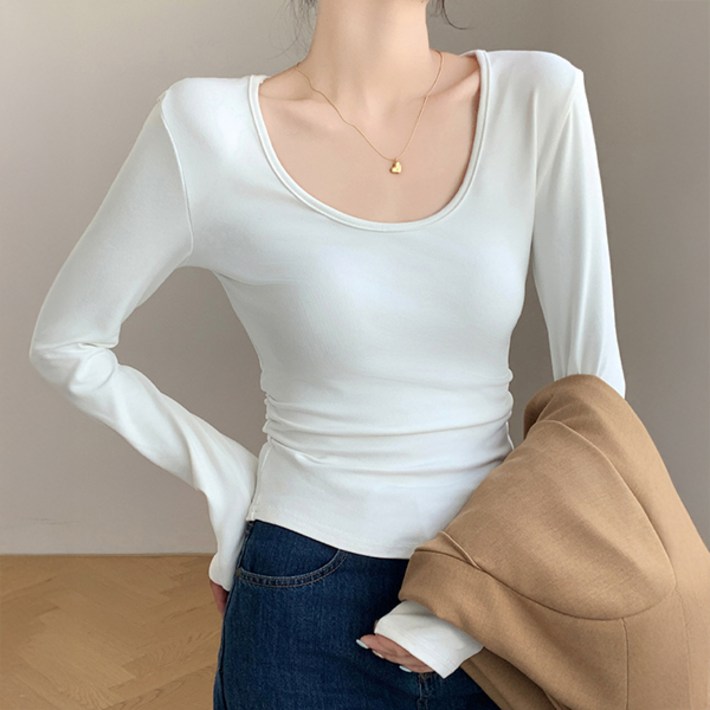 로렌미 뮤어 u넥 슬림 긴팔티 S25SPT031803