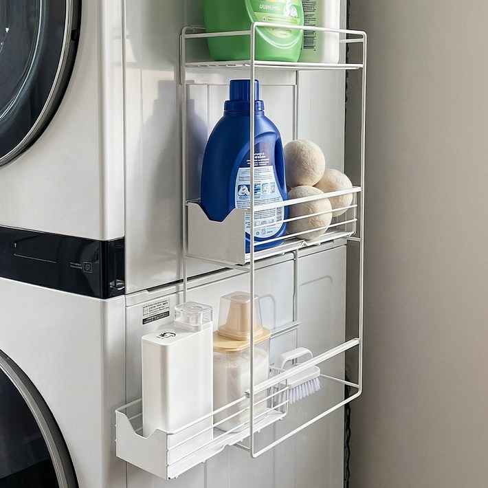 마치홈 틈새 슬라이딩 냉장고 세탁기 자석선반, 1개, 화이트