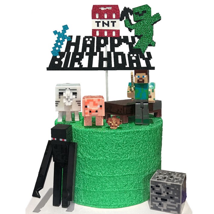 마인크래프트 케이크토퍼 피규어6종종이토퍼set