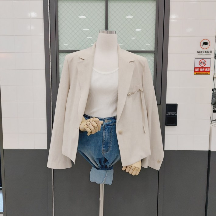 반에이크 여성용 테이프 포켓 원버튼 자켓