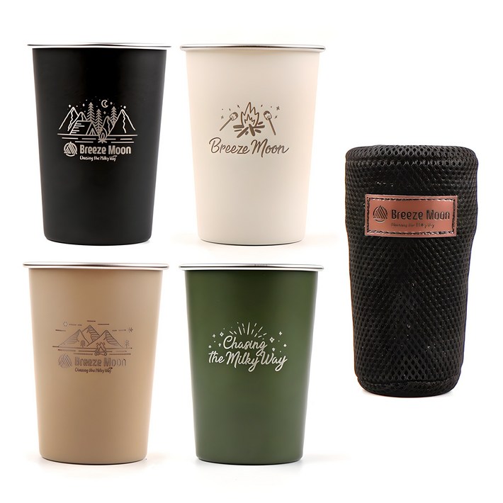 브리즈문 캠핑 컬러 컵 세트 350ml SUS304