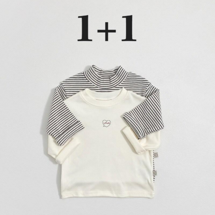 오뜨베베 윈터11티셔츠  남대문아동복 유아동 기본티 단가라 티셔츠 긴팔 상의 기본템 겨울아기코디 폴라