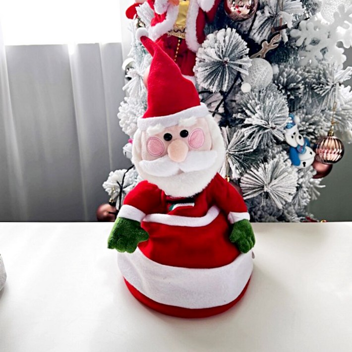크리스마스 춤추는 트리인형 3종 트리 산타 눈사람 루돌프 장식소품 파티용품, 09.춤추는 산타 댄싱인형 모자, 1개