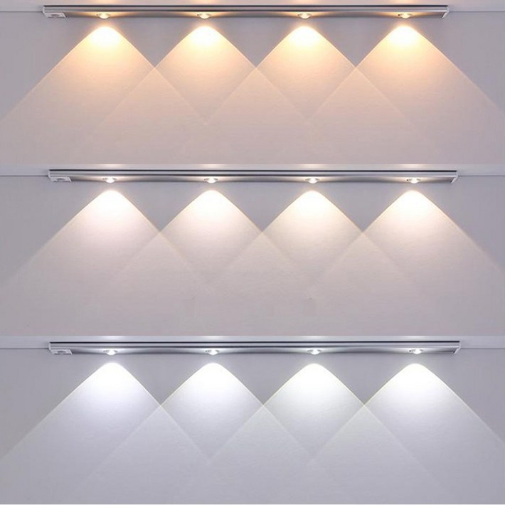 엘스토리몰 3색 변환 무선 센서바 자석 부착식 렌즈형 LED바 센서등 충전식 보조등 간접조명 C타입 4Size, 1개