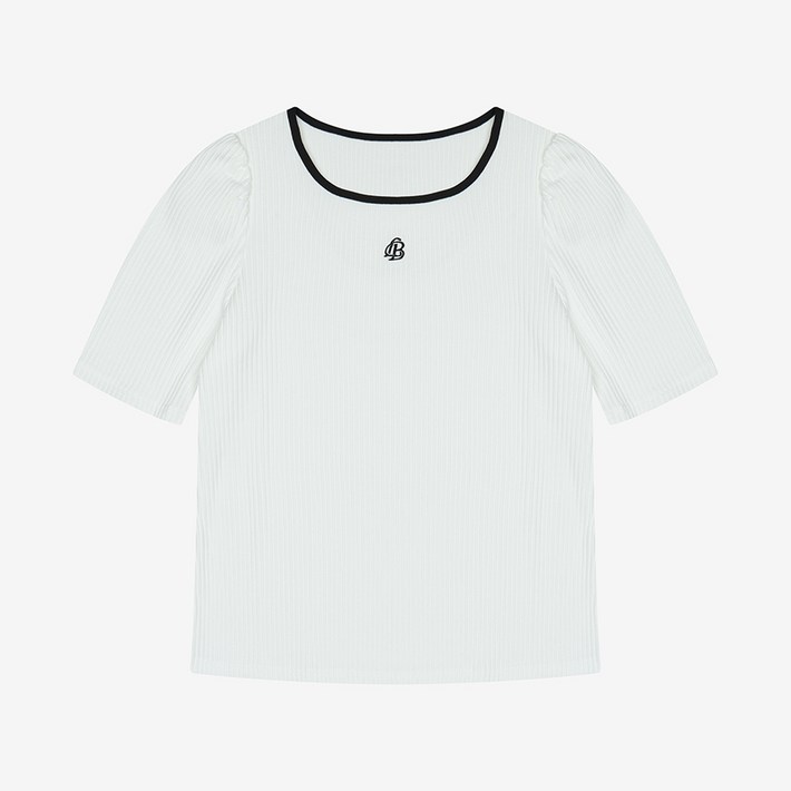 베스띠벨리 25SS  넥 라인  배색 반팔 티셔츠 BKIBC2840